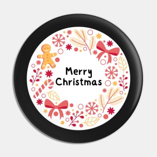 Merry Christmas Round Sticker 15 Pin