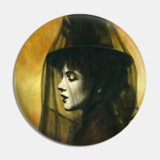 Victorian Gothic Girl In Veil Pin