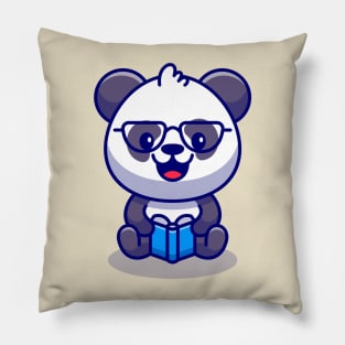 Cute Panda Reading Book Cartoon Pillow