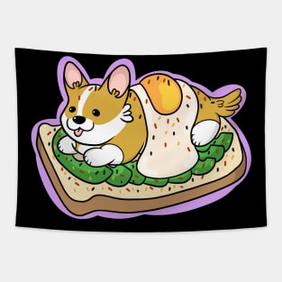 Corgi avocado toast Tapestry