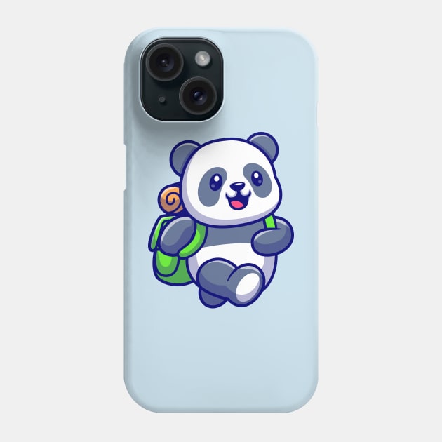 Cute Panda Traveling With Backpack Cartoon Phone Case by Catalyst Labs