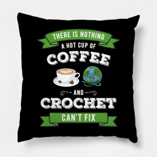 Crochet and Coffee Knitting Coffee Lover Gift Idea Pillow