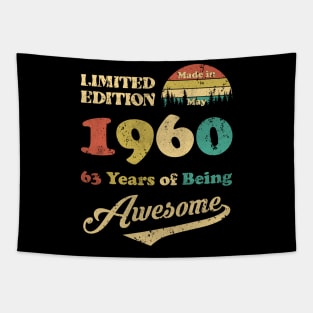 Made In May 1960 63 Years Of Being Awesome Vintage 63rd Birthday Tapestry