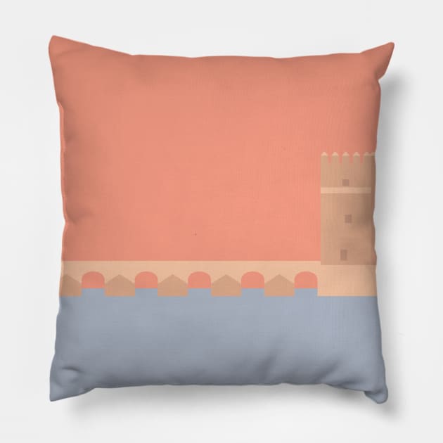 Roman Bridge of Cordoba, Spain Pillow by lymancreativeco