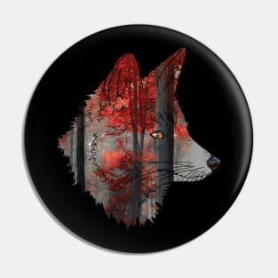 Fox voids and red forest | Double exposure | Animals lovers | Vegan Pin