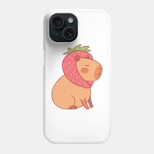 Cute capybara strawberry Phone Case