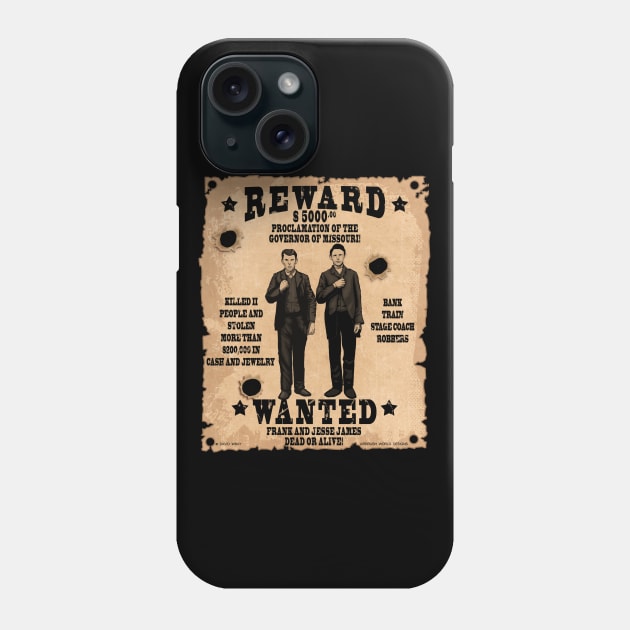 Frank & Jesse James Wild West Wanted Poster Phone Case by Airbrush World