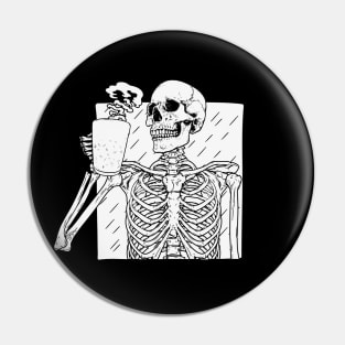 Skeleton drinks halloween coffee, coffee skull lovers Pin