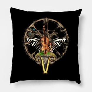 Steampunk violin with little fairy Pillow