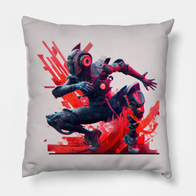 Cyberpunk Ninja Pillow by poppijanne