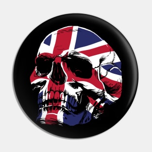 Skull with British Flag Pin