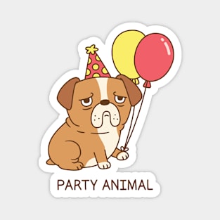 Funny Grumpy Bulldog Party Animal Magnet