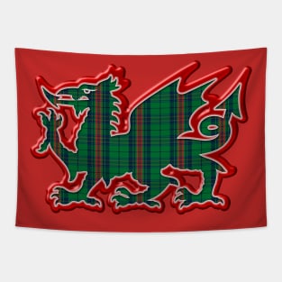 The Owens / Bowen Family Name Tartan Cymru Welsh Dragon symbol design Tapestry