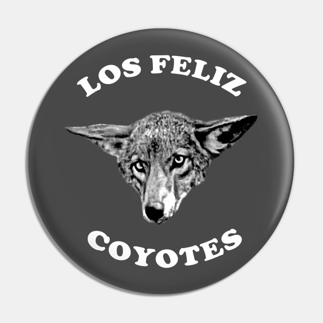 Los Feliz Coyote White Letters Pin by losfeliz