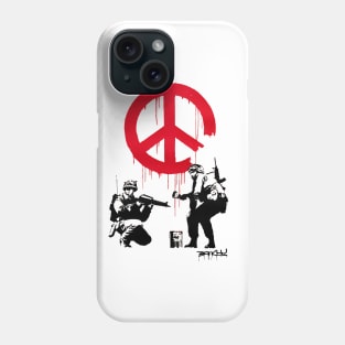 BANKSY Soldiers Painting Peace Sign Phone Case