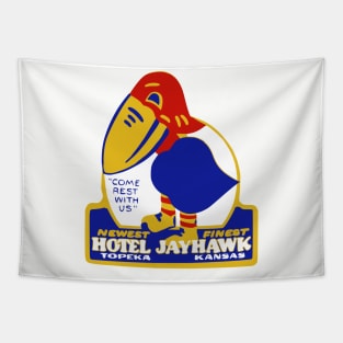 Hotel Jayhawk Topeka Kansas Vintage Travel Sticker Tapestry