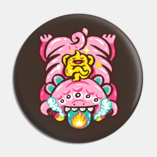 Pink baby 5 eyes 4 ears monster Pin