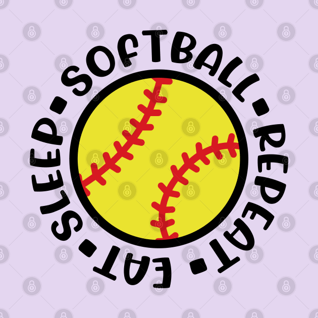 Eat Sleep Softball Repeat Girls Softball Mom Cute Funny by GlimmerDesigns