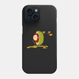 Funny chestnut wanders in autumn Phone Case