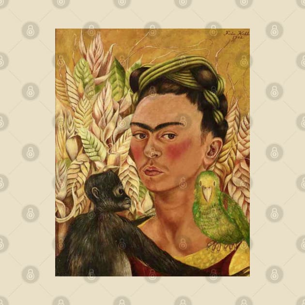 Self Portrait with Monkey and Parrot by Frida Kahlo by FridaBubble