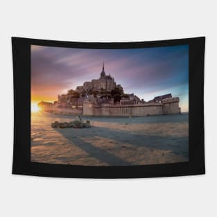 Mont St Michel Sunset and Shadow Tapestry