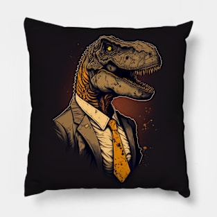 t rex in suit Pillow