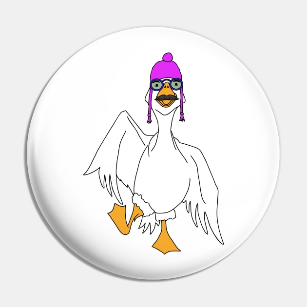 Dancing Goose Cartoon Pin by R U Kind Design