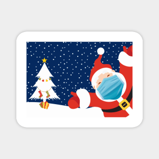 Funny Christmas Santa in Face Mask Magnet
