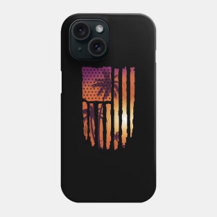 Summer Sunset Palm Trees American Flag Cool Spring Beach Phone Case