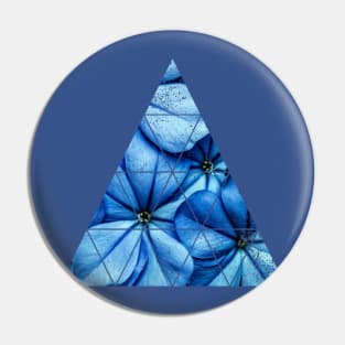 Geometric Triangle Design- Blue Flowers Pin