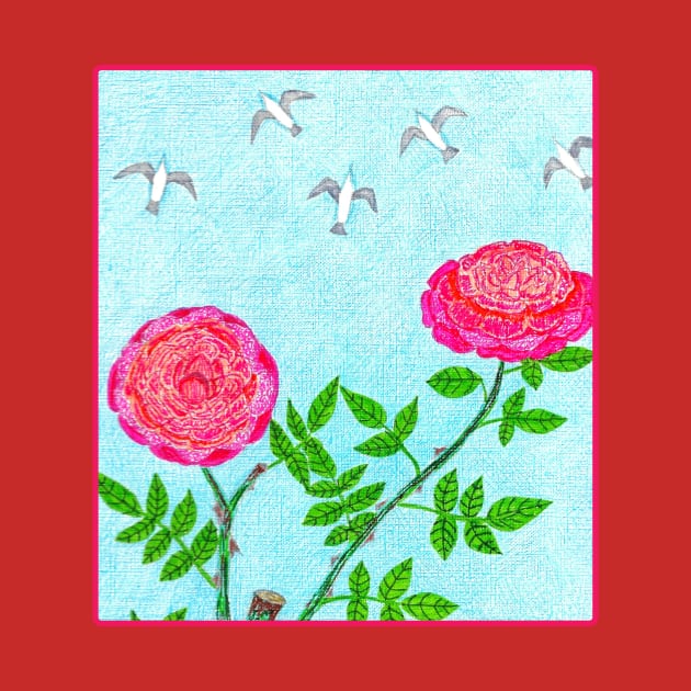 Roses and Seagulls by okhismakingart_