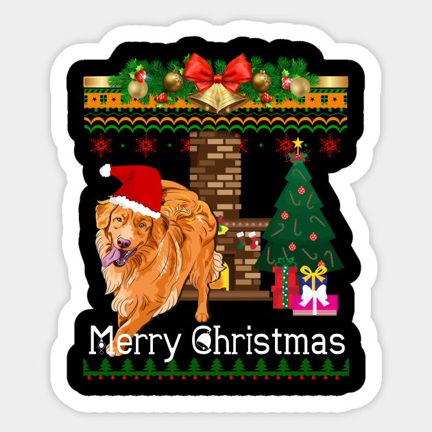 Ugly Christmas Sweater Golden Retriever Ugly Christmas Sweater Golden Retriever Sticker Teepublic