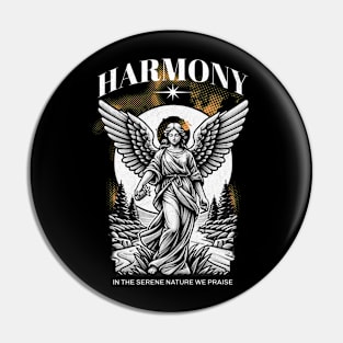 Harmony Statue in Nature | T Shirt Design Pin