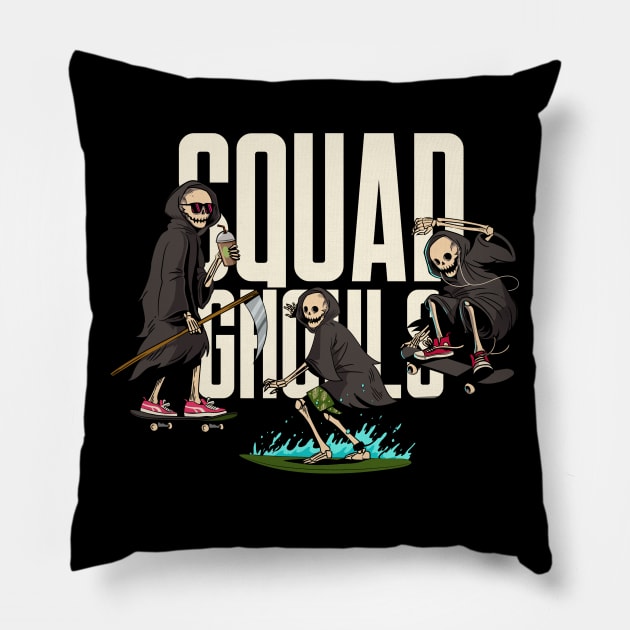 Squad Ghouls- Funny Halloween Pillow by Rhythmic Designs