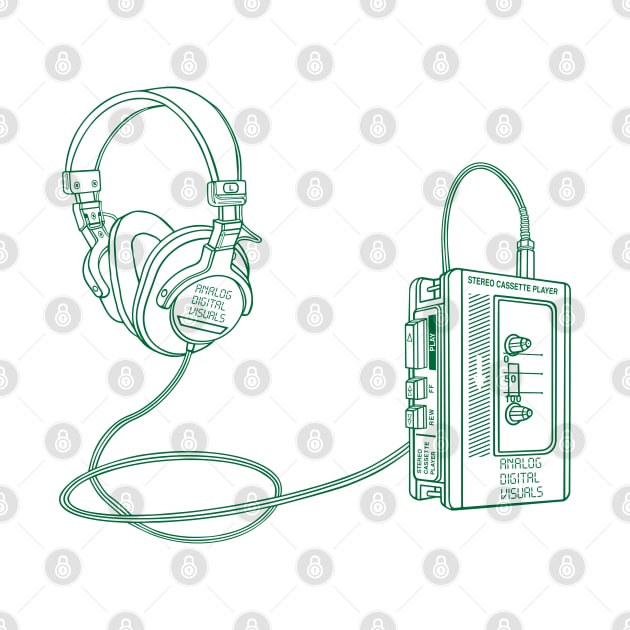 Portable Tape Player (Cadmium Green Lines) Analog / Music by Analog Digital Visuals