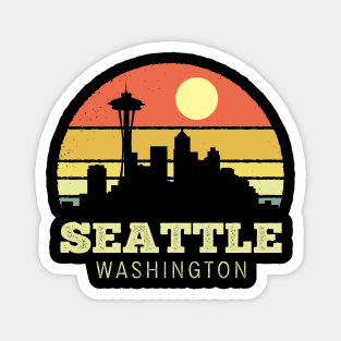 Seattle Washington Vintage Sunset Magnet
