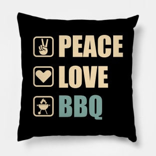 Peace Love BBQ - Funny BBQ Lovers Gift Pillow