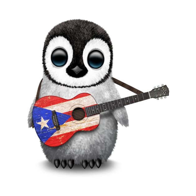 Baby Penguin Playing Puerto Rican Flag Guitar by jeffbartels