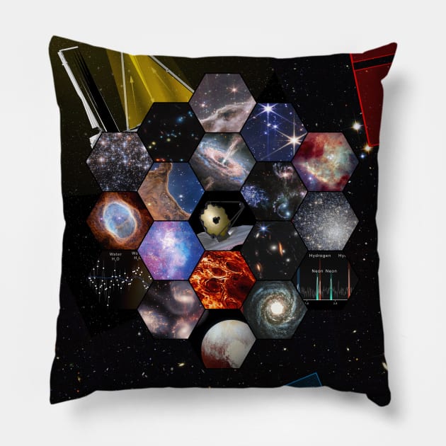 JWST Stars Galaxy Carina Nebula Stephan’s Quintet Mosaic Pillow by Brasilia Catholic