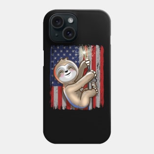 USA Patriotic Sloth American Flag Phone Case