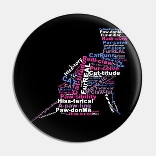 Cat Pun Word Cloud Pink Pin