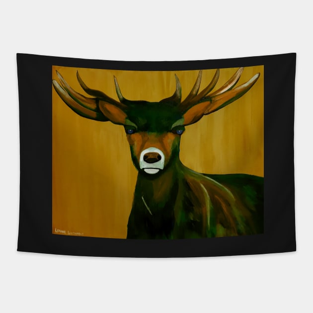 Vibrant ethereal brown stag buck deer cool Tapestry by LukjanovArt