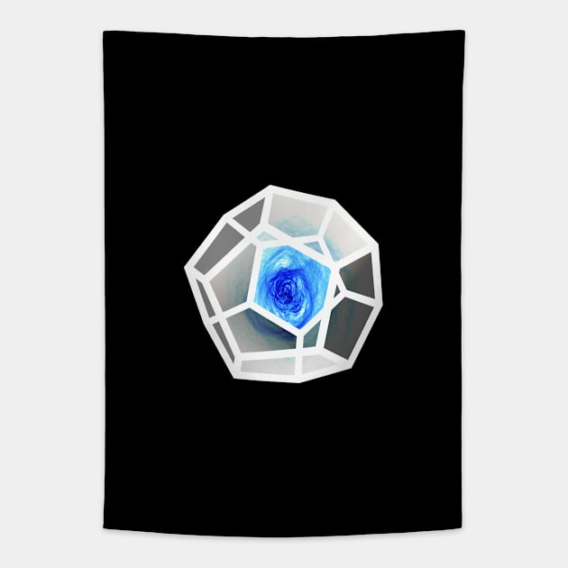 Galaxy space geometry concept: blue Platonic solid Tapestry by Blacklinesw9