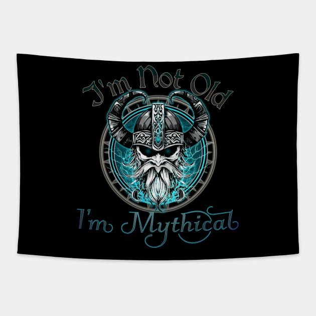 Im Not Old, Im Mythical Skull Tapestry by mythikcreationz