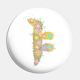 "ㅑ" Floral Letter Hangeul Pin