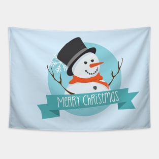 Merry Christmas Snowman Tapestry