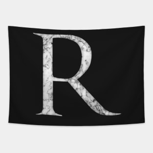 R in Roman White Marble Latin Alphabet Letter Sticker Tapestry