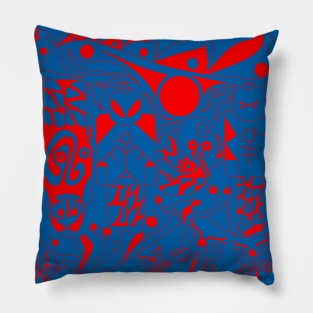blue lego alien pattern in soccer mandala ecopop Pillow