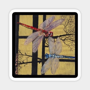 Red and Blue Dragonflies Magnet