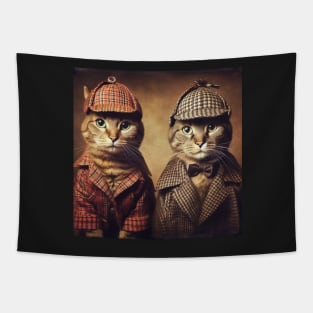 Two tabby cat detectives Tapestry